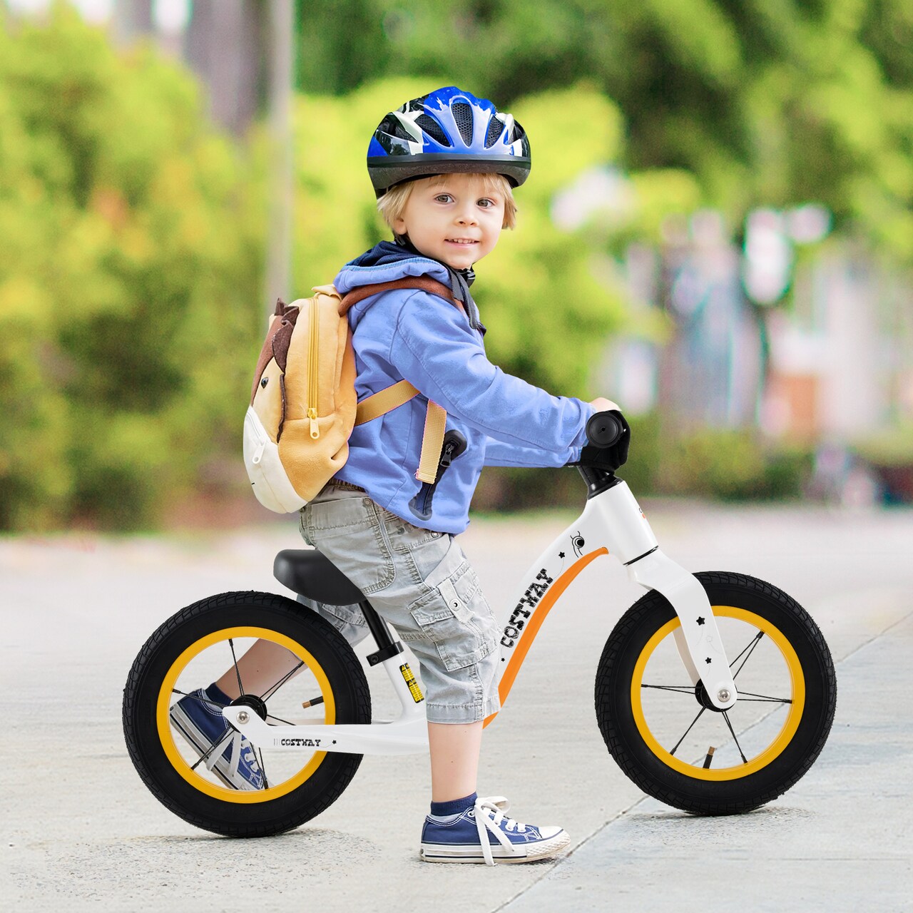 12-Inch Balance Bike with Adjustable Seat and Rotatable Handlebar for Over 36 Months Old - 34.5" x 17" x 19.5" (L x W x H)